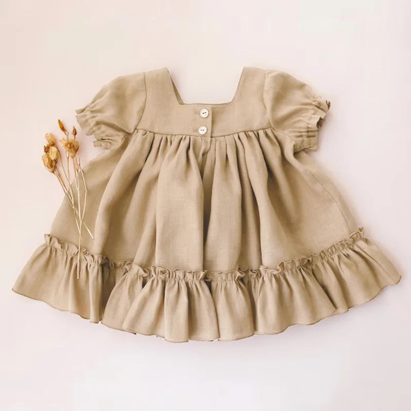 Casual Cotton Linen Baby Dress