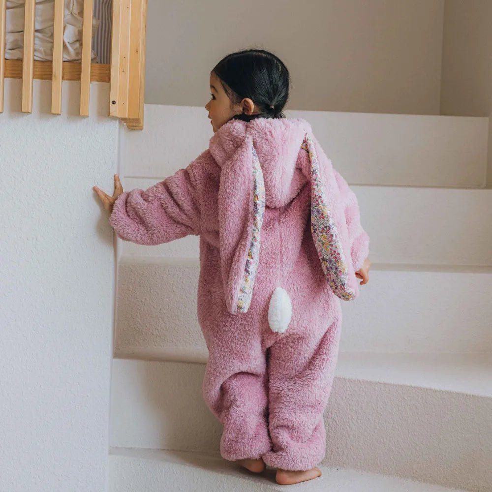 Plush Rabbit Baby Romper with Hood
