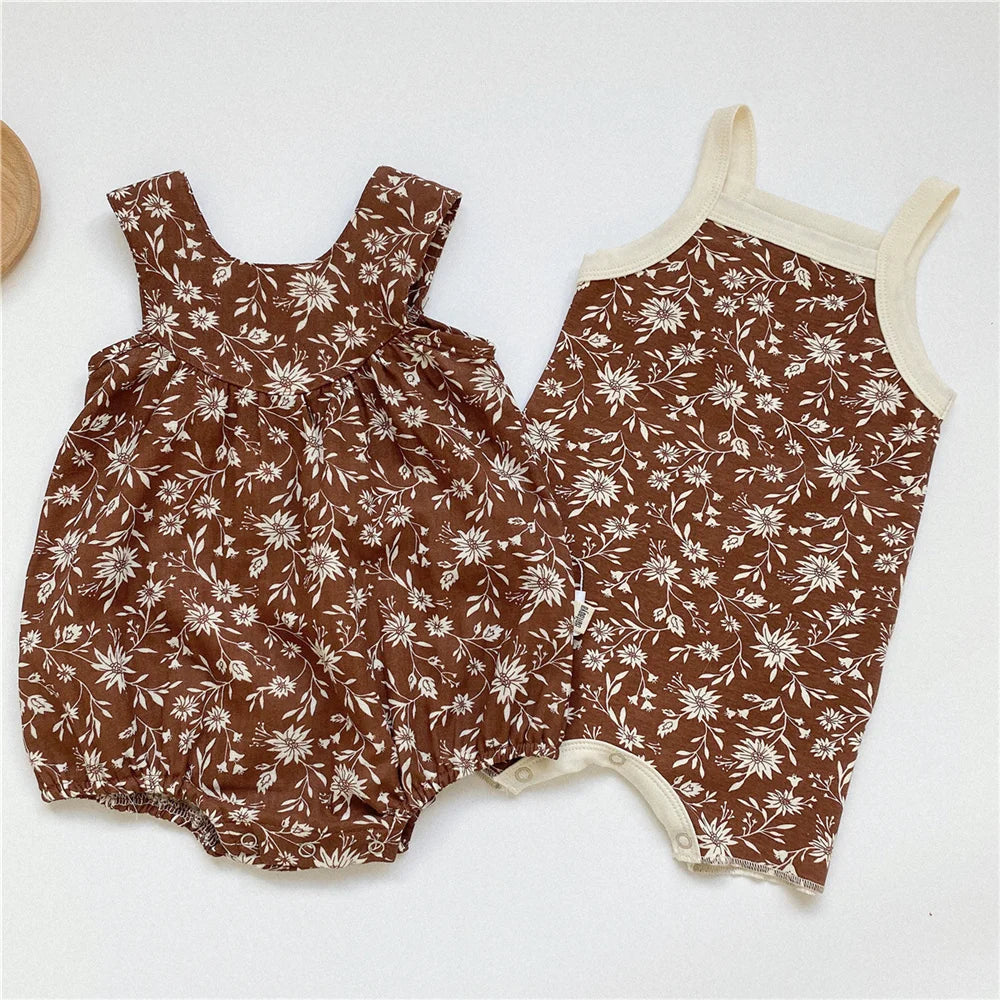 Sleeveless Floral Baby Girl Romper